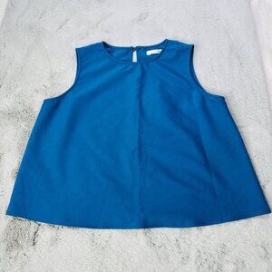 Nosbyn Top Womens Medium Tencel Tank  Blue Sleeveless Classic